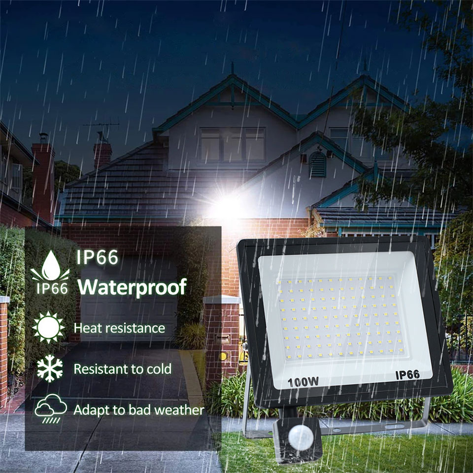 Led Floodlight 50W 100W AC220V Reflector Flood Light Waterproof Ip66 Garden Spotlight Pir Motion Sensor Wall Outdoor Lighting