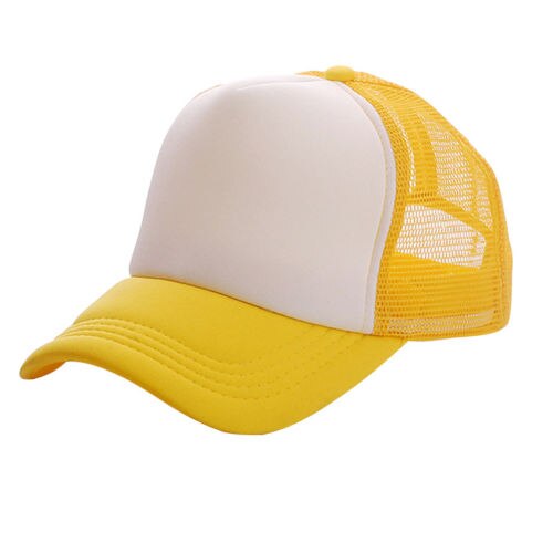 Summer Patchwork Men's Baseball Cap Mesh Caps Women Hat Casual Hip-Hop Baseball Golf Adjustable Women's Cap: yellow white