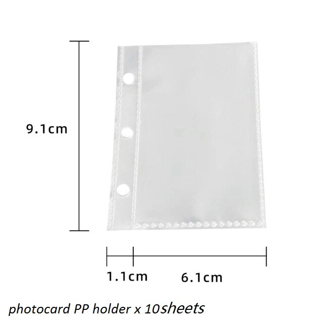 3Holes Mini PVC Loose Leaf Diary Transparent Pocket Small Journal Traveler Notebook Cute Cartoon DIY Planner Set: new photo holder x10