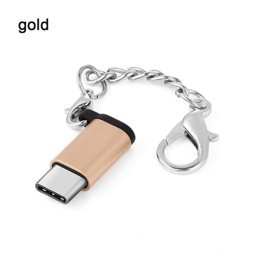 1PC Sleutelhanger Kabel USB Type C Adapter OTG Micro USB Vrouwelijke Voor Type C Male Converter Adapter USB-C Voor iPhone Huawei Xiao Mi: Gold