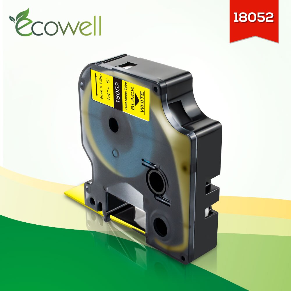 Ecowell 6 millimetri 18051 compatibile rinoceronte IND di Calore Termoretraibile Tubo sostituire per Dymo rinoceronte 4200,5000,6000 etichetta etichetta creatore per Uso Industriale: nero on giallo