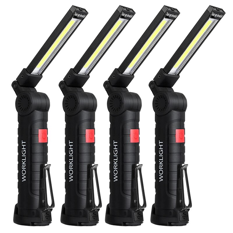 USB Rechargeable Flashlight Magnetic 5 Modes COB Led Work Light Waterproof Torch for Car Repair: 4Pcs Small