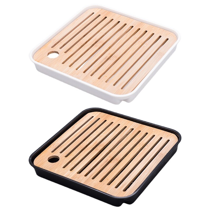 Square Simple Dry Soak Tea Tray Eco-Friendly Wooden Drainage Water Storage Board Mar-18