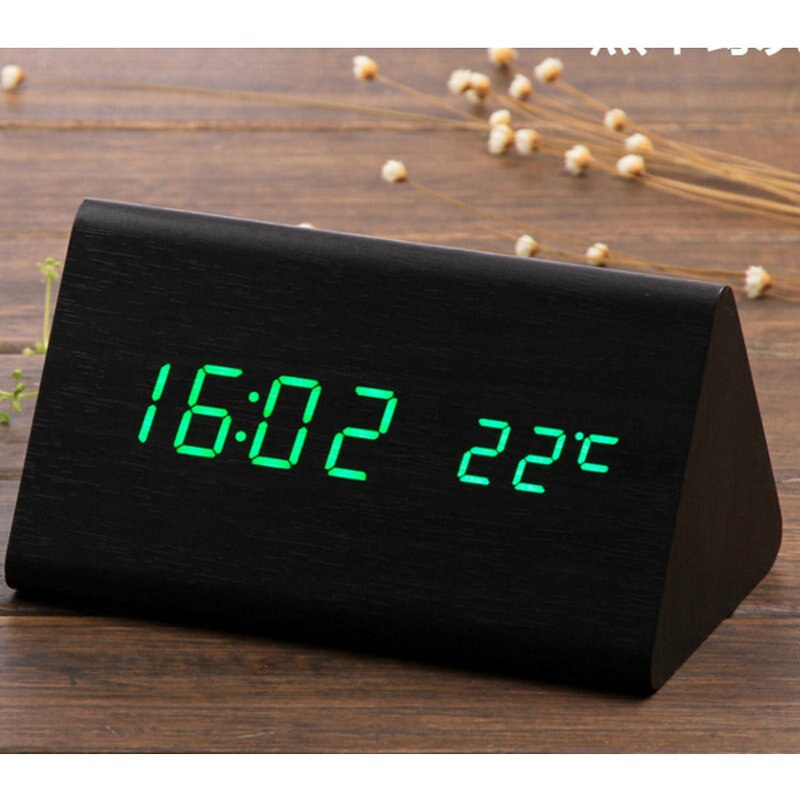 LED Digital Clock Wooden Alarm Clock Table Sound Control Electronic Clocks Desktop USB/AAA Powered Desperadoes Home Table Decor