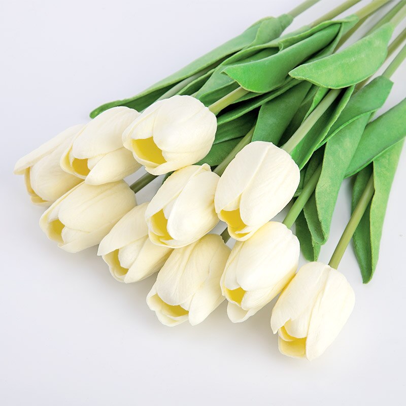 1PC PU Latex Tulips Artificial Flowers Bouquet Real Touch Tulip Artificiales Para Decora Mini for Home Wedding Decoration Flower: milk white