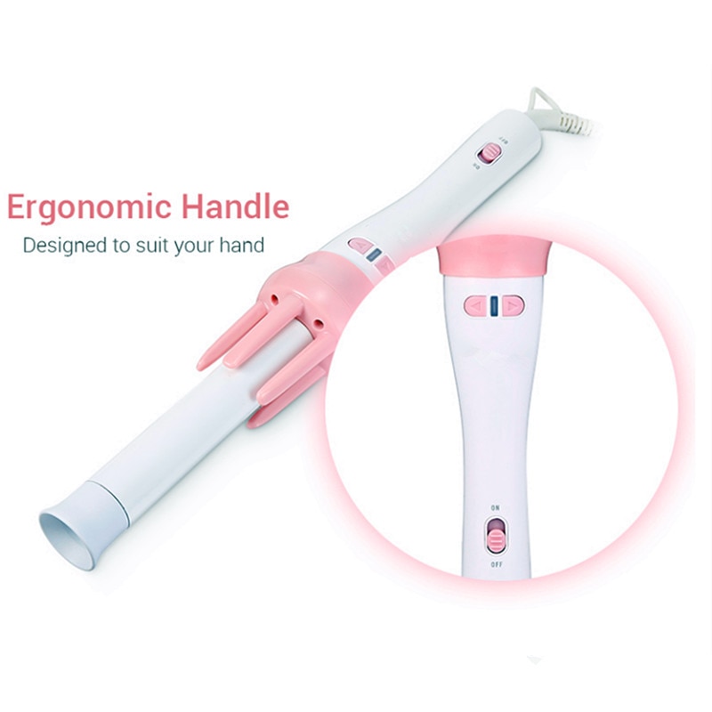 Rizador de pelo automático, plancha de cerámica giratoria bidireccional, iónico negativo, 5 minutos, 360 °