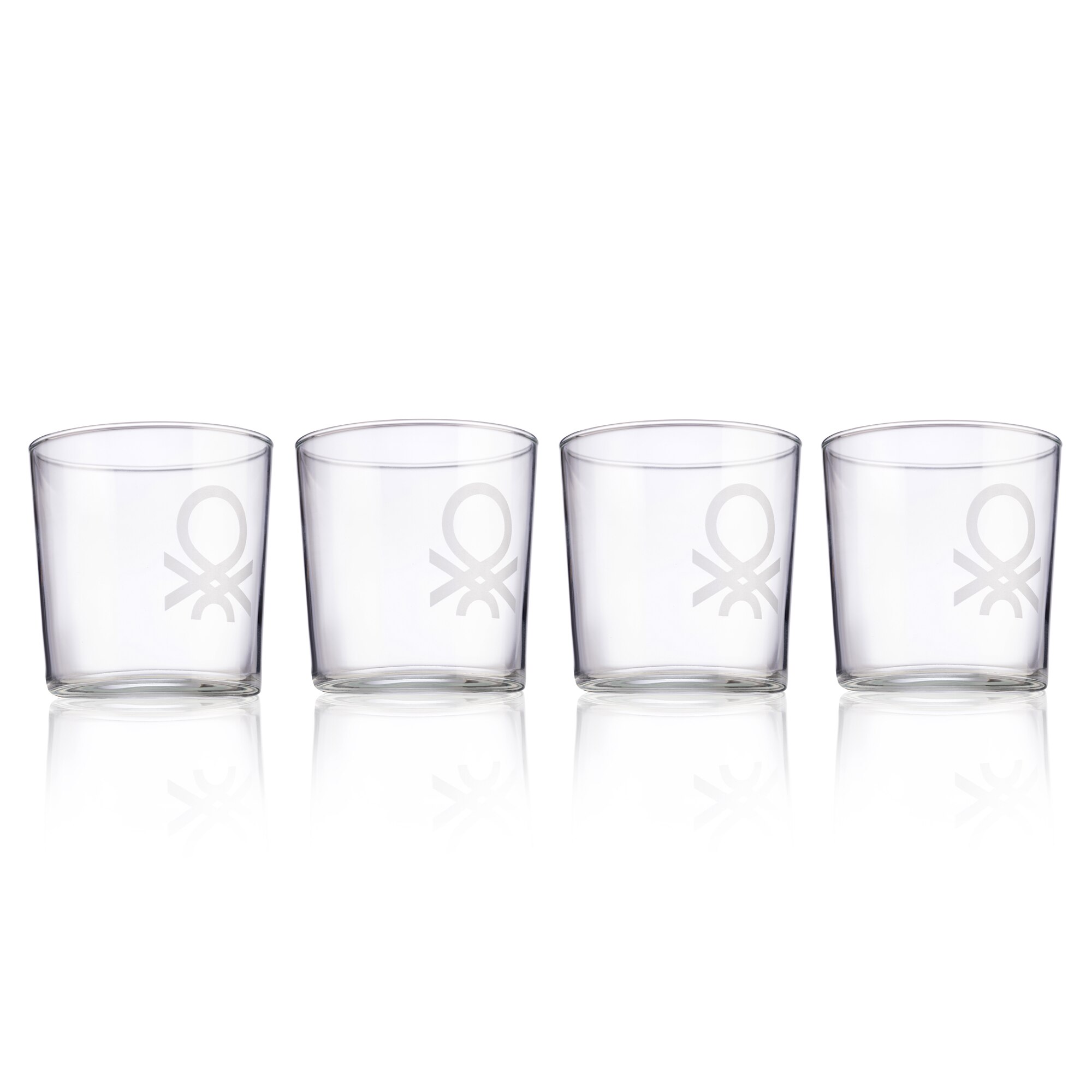 CASA BENETTON 4 PIÈCES (0.35 CL) VERRES À EAU AVEC LE LOGO NOIR