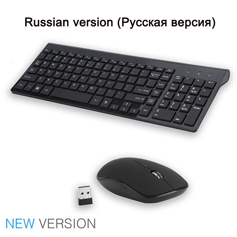 SeenDa 2.4G Wireless Keyboard and Mouse Combo Compact Quiet Full Size Wireless Keyboard and Mouse Set for Windows Computer PC: Black Russia