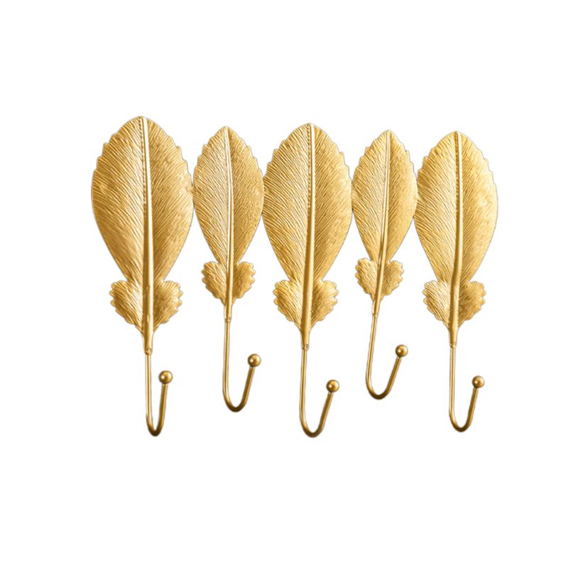 Nordisk krog pungskrog gylden bladform pelsstativ vægpels nøglebøjle slår ikke hjemme væghængende dekoration: 5c