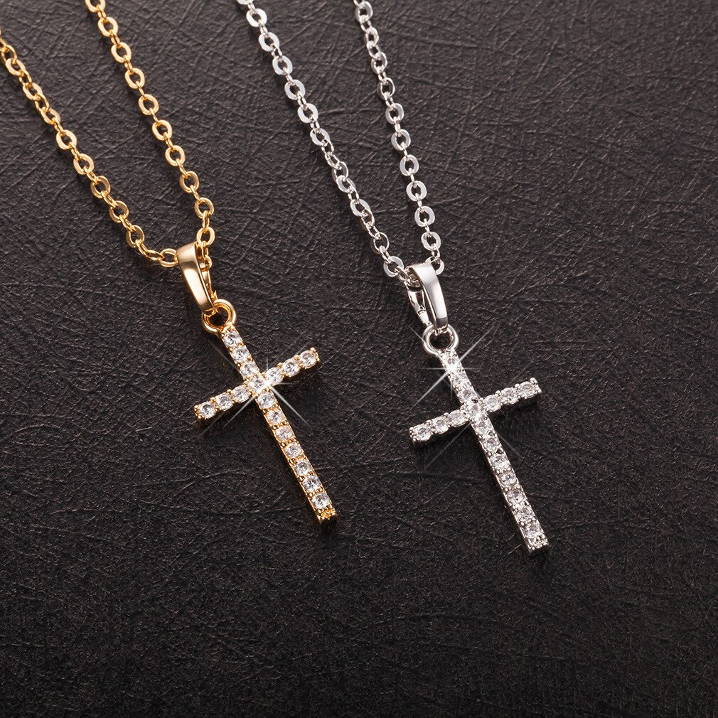 Minimalistische Cross Ketting Vrouwen Hanger Eenvoudige Goud Kleur Chain Metal Sieraden Sleutelbeen Choker Mannen Paar Party Dagelijks