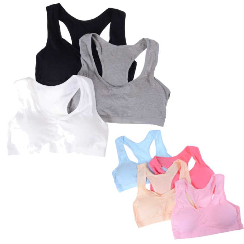 1 Pcs Tieners Meisjes Sport Beha Puberteit Ondergoed Draadloze Tiener Meisjes Sport Bh Borst Pad Katoen Jonge Meisjes Training Beha