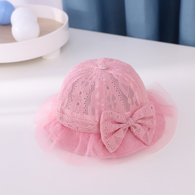 Verão menina bowknot laço pescador chapéu moda ao ar livre sombrinha princesa chapéu respirável: dark pink