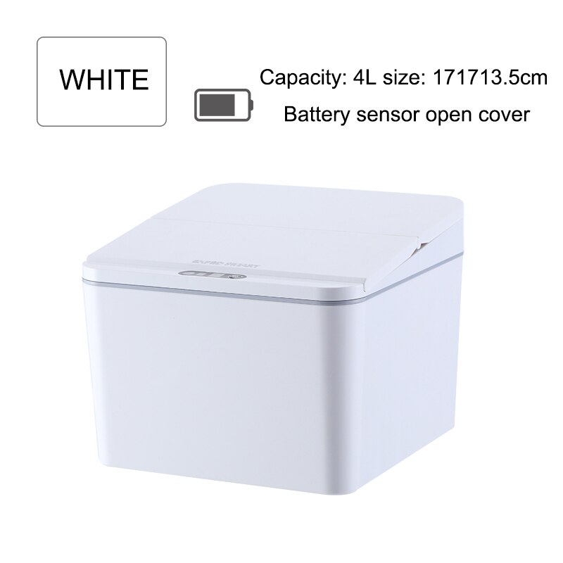 EXPED SMAR Smart desktop storage box trash can induction small car box: White Rechargeable / 6L
