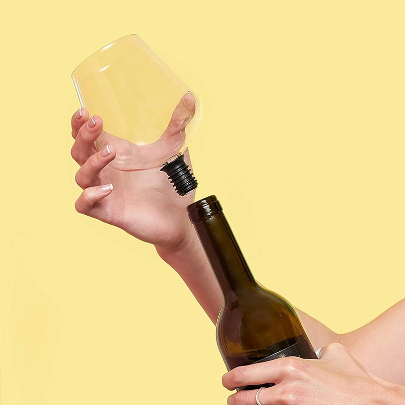 270/500 ml Weinflasche, Glasaufsatz, direkt aus der Flasche trinken, klare Schnapsglas-Tasse, Weindekanter mit Silikondichtung
