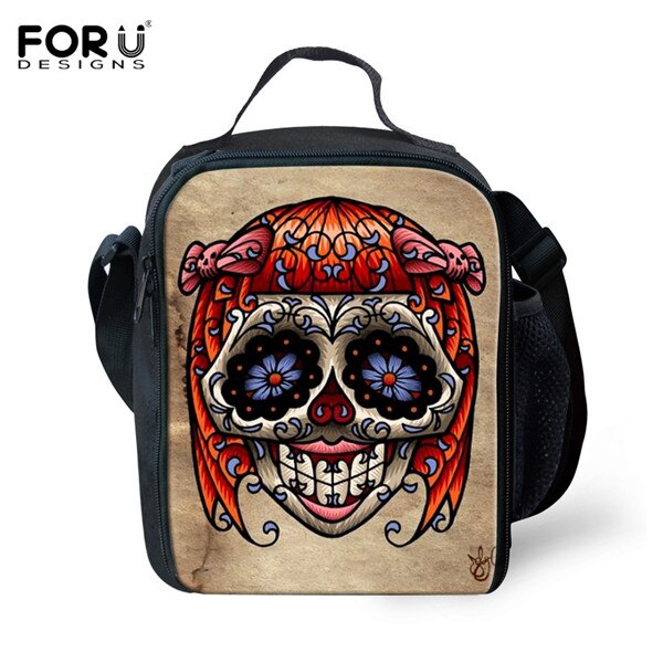 FORUDESIGNS Thermal Insulated Lunch Bag For Women Men Boys Girls 3D Skull Insulation Lunch Box Picnic Food Cooler Lunchbox Bolsa: C646G