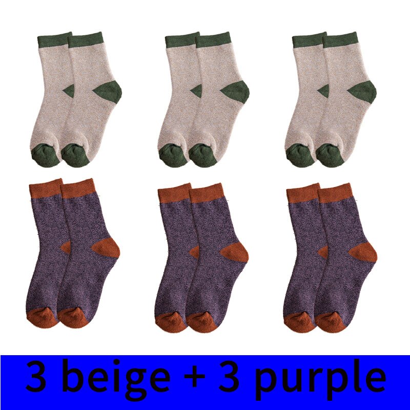 6Pairs Winter Wamer Women Thicken Thermal Wool Cashmere Snow Socks Seamless Terry Boots Floor Sleeping Socks for Mens: NZ10-3mise-3zise