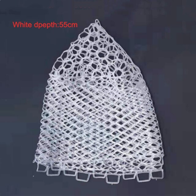 Rubber Fishing Net DIY Material Large Mesh not Hurt Fish Fishing Gear Accessories White Transparent Hand Nets: White dpepth 55cm