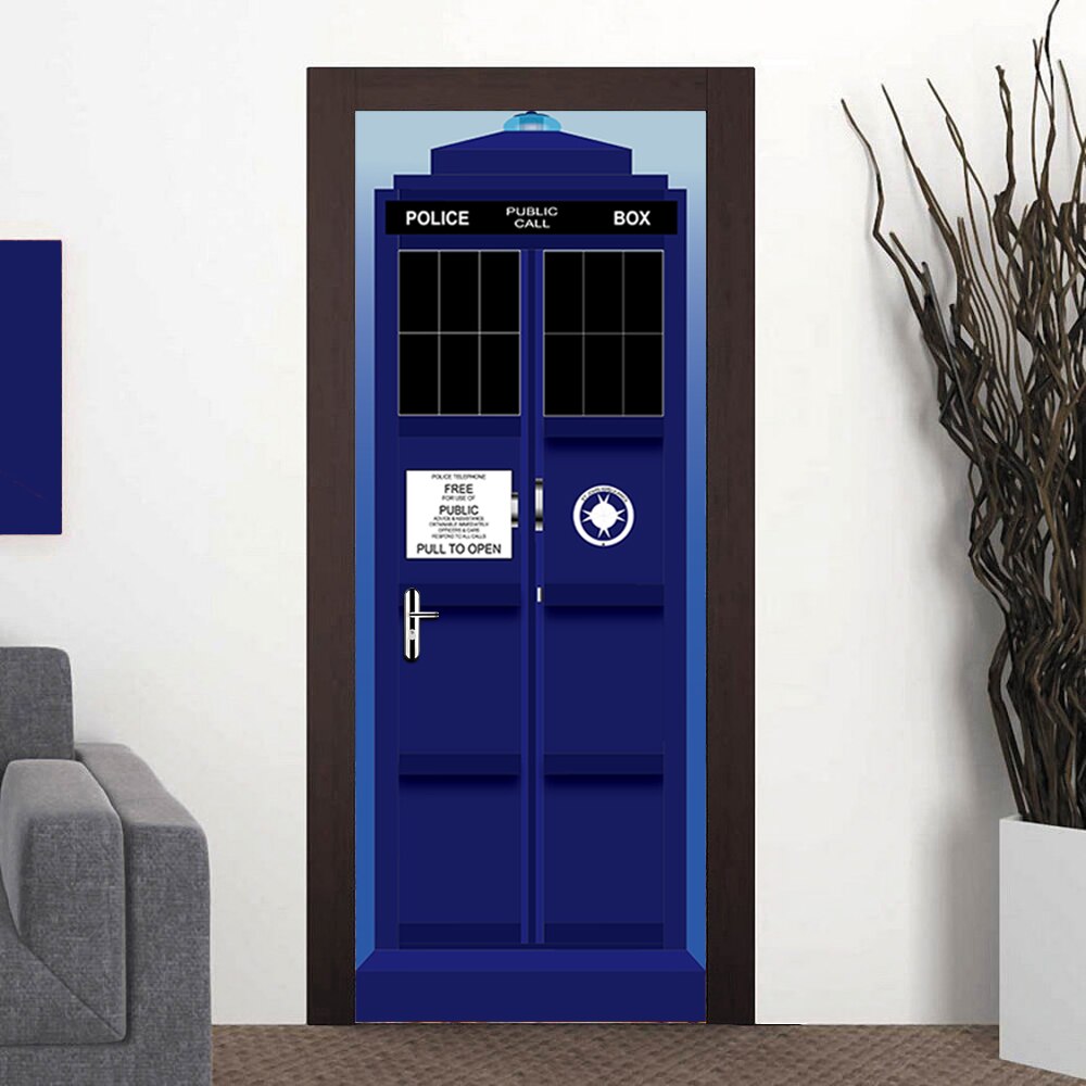 DIY 3D Door Stickers Police Box Pattern for Bedroo... – Grandado