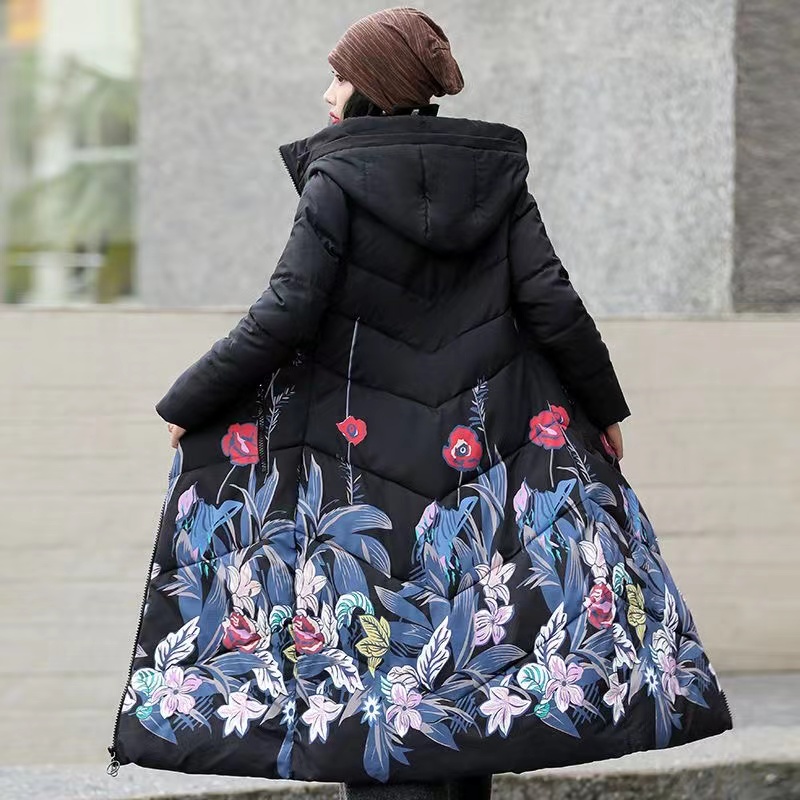 Parkas longas e monocromáticas femininas com capuz X, jaqueta grossa quente, casaco feminino com neve, roupas soltas acolchoadas, inverno, coreano, 2024