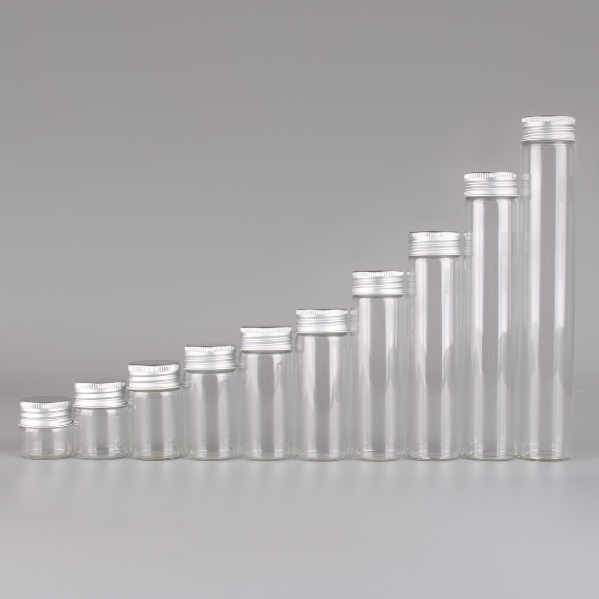 Botellas de vidrio con tapas de aluminio para boda, frascos de vidrio con tapas para favores, manualidades artísticas, 10ml, 15ml, 20ml, 25ml, 30ml, 40ml, 50ml, 60ml, 80ml, 100ml, 24 unids/lote