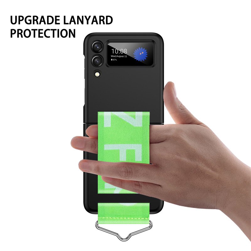 Case for Samsung Galaxy Z Flip 3 5G Zflip3 Hand Strap Phone Case Silicone Shockproof Protective Cover with Ring for Z Flip3 Z3