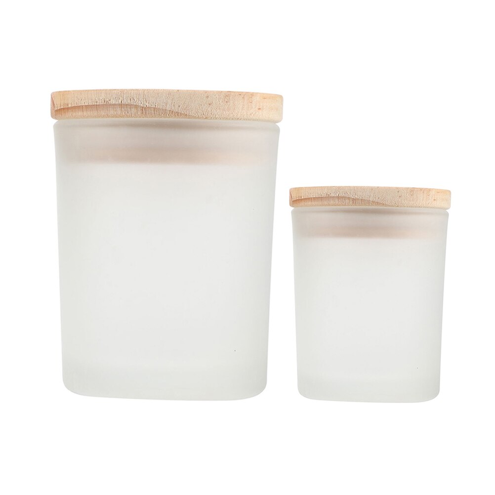 2pcs Empty Candle Containers Glass Candle Jar Candle Making Glass Jar with Wooden Lid