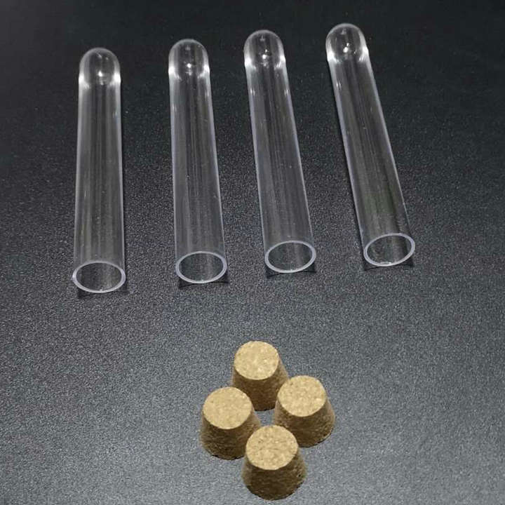 20pcs/lot 15x100mm Clear Plastic test tubes with cork stopper
