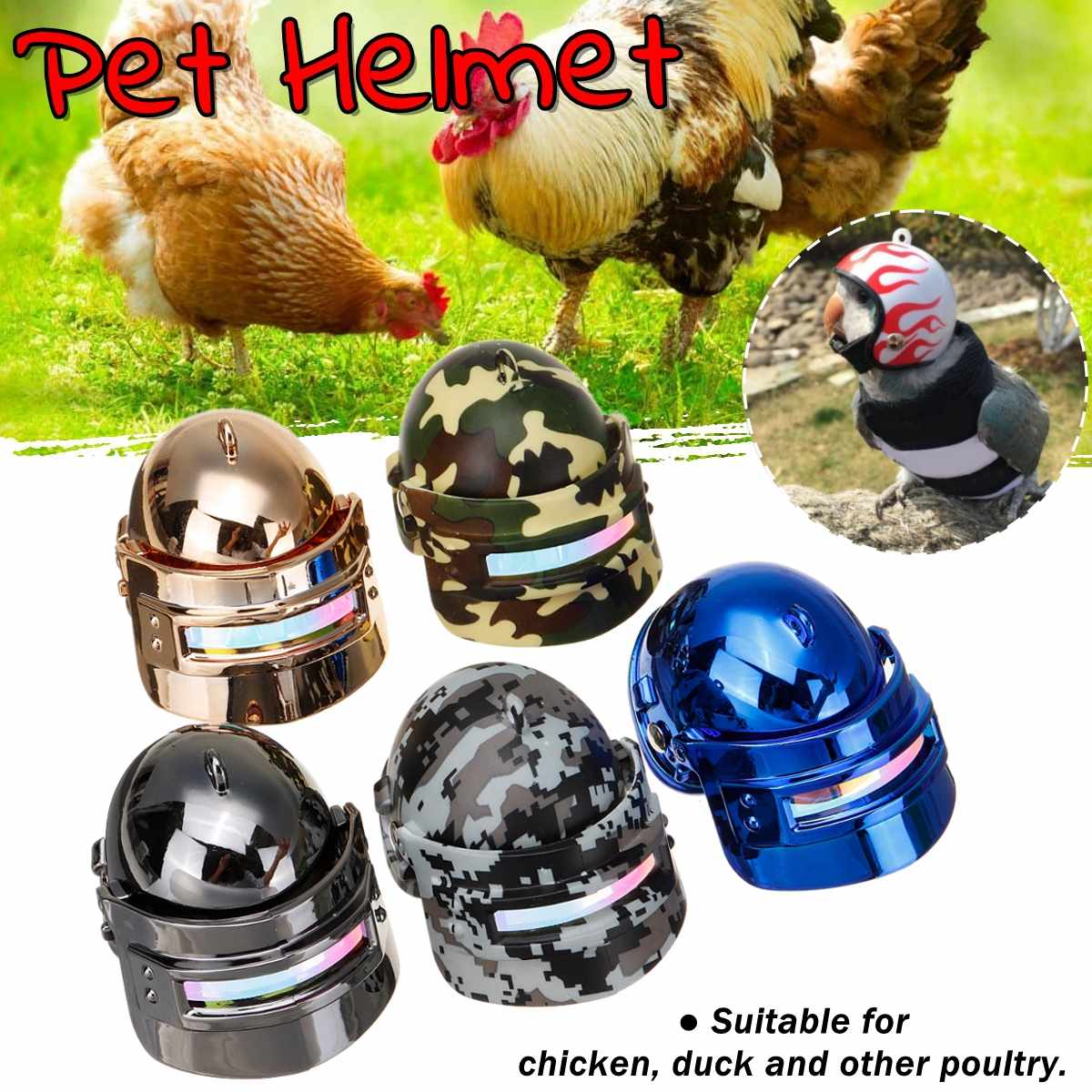 1pc kycklinghjälm liten husdjur hjälm fågel anka vaktel hatt huvudbonader husdjur kyckling hjälm fågel huvud hjälm husdjurstillbehör
