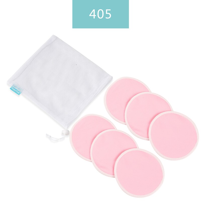 HappyFlute 6pcs/Set Solid Organic Reusable Breast Pads Washable Super Absorbency Reusable Bamboo Nursing Pads With Laundry Bag: Pink