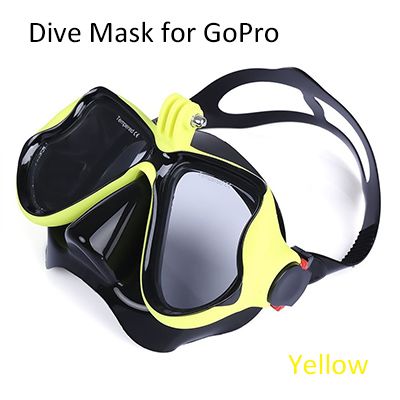 Professionele Onderwater Duikbril Scuba Snorkel Zwembril voor GoPro Xiaoyi Sport Camera Full Droge Eyewear: YELLOW