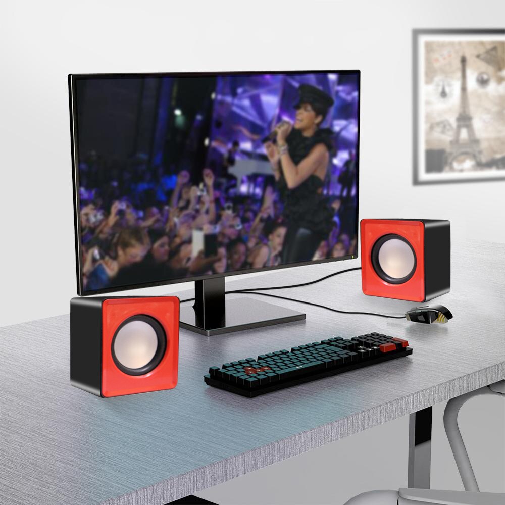 Plug &amp; Play Usb Wired Mini Speaker Computer Speakers Bass Stereo Muziekspeler Subwoofer Sound Box Voor Pc Telefoons