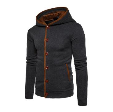 Quente 2021 inverno ao ar livre antumn com capuz jaqueta botão dos homens cor correspondência cardigan engrossar velo jogging masculino hoodies camisola: S / dark grey