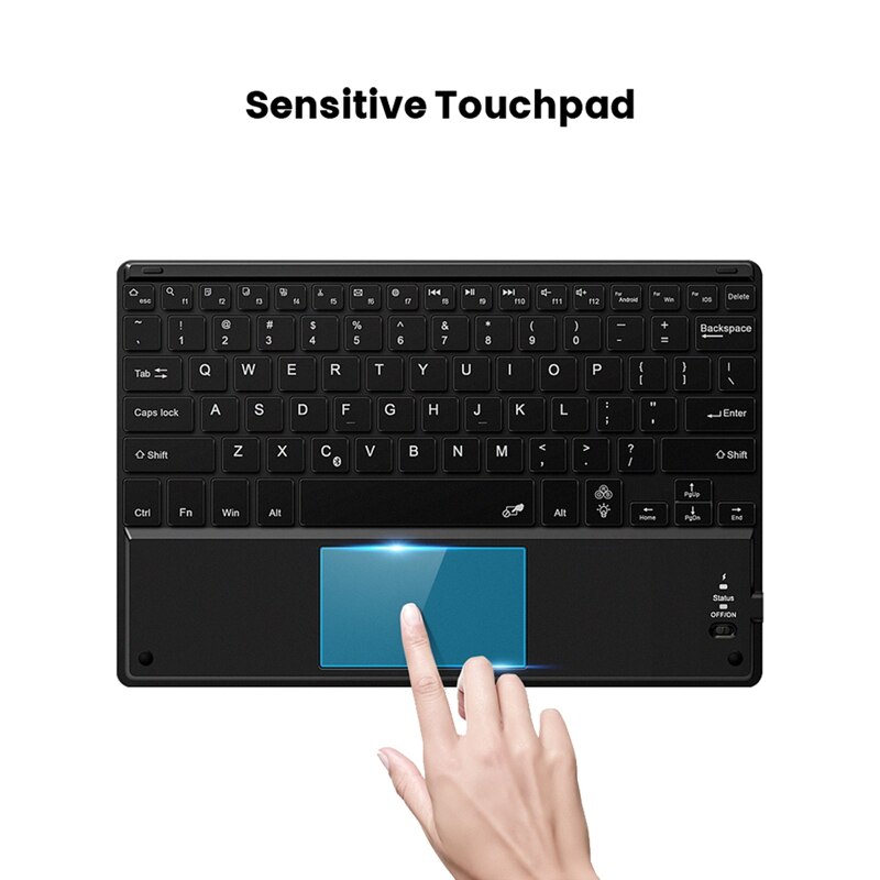Ultra-Thin Backlight Tablet Keyboard With Touchpad, Backlit Wireless Bluetooth Keyboard For Android/Windows/IOS