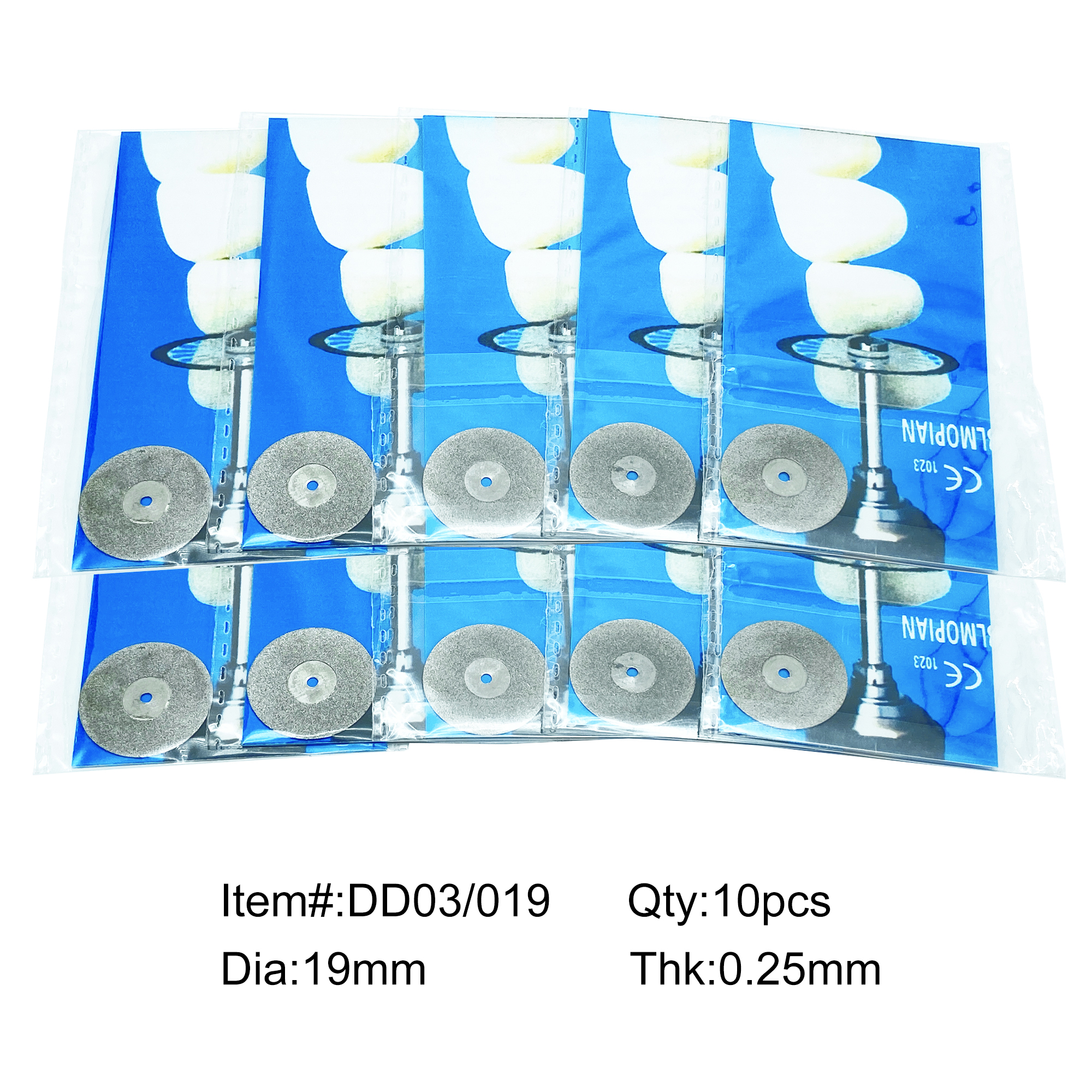 Discos de diamante para pulir laboratorio Dental WellCK, disco de recubrimiento de doble cara de 0,25mm, herramienta de corte rotativa para dentista, 10 Uds.: Plata