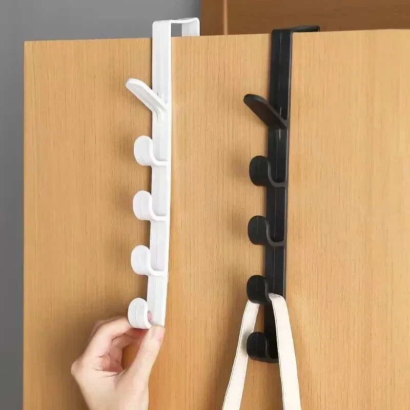 Perchero portátil multifuncional para armario, colgador de toallas detrás de la puerta, 5 ganchos, cocina y baño