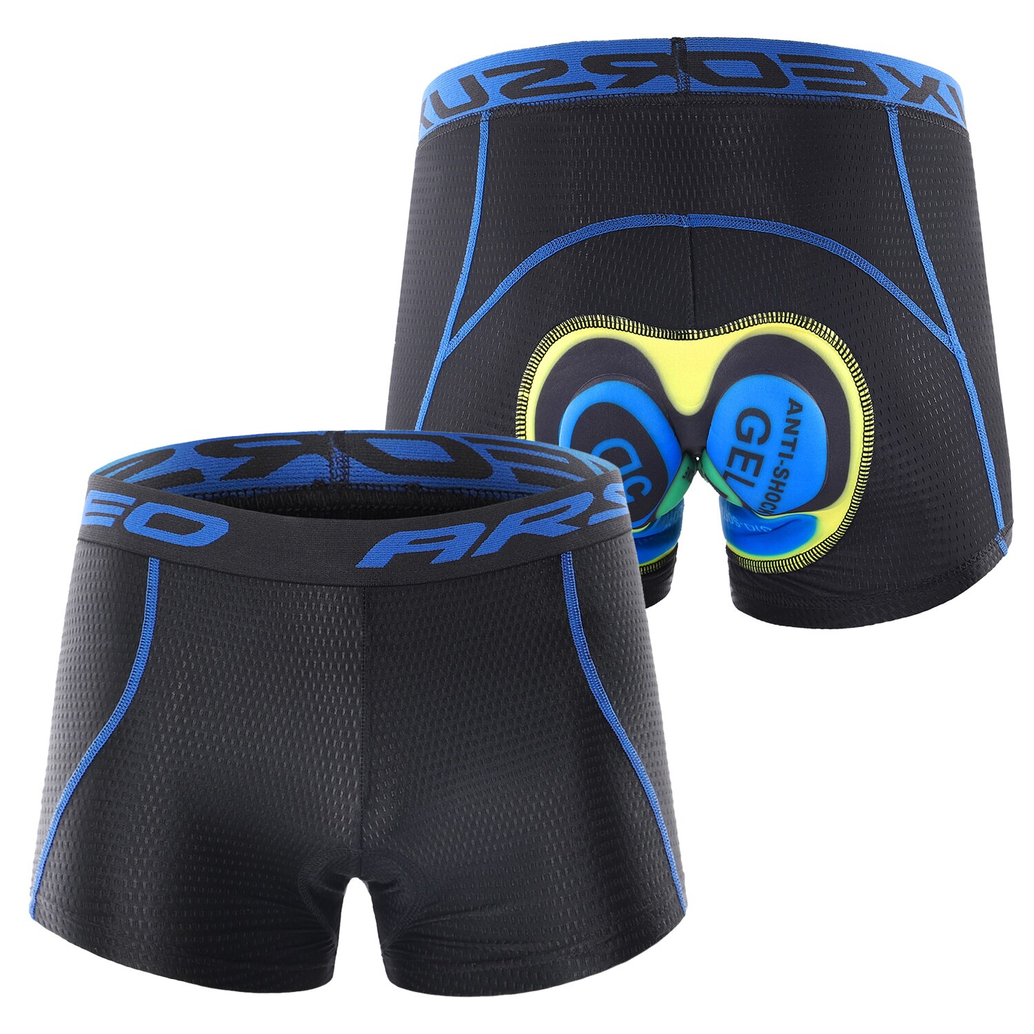 Men MTB Cycling Shorts With 5D Gel Padded Cycling Underwear Pro Mountain Bike Outdoor Downhill Short Breathable Men's Underpants: Blue Yellow / M