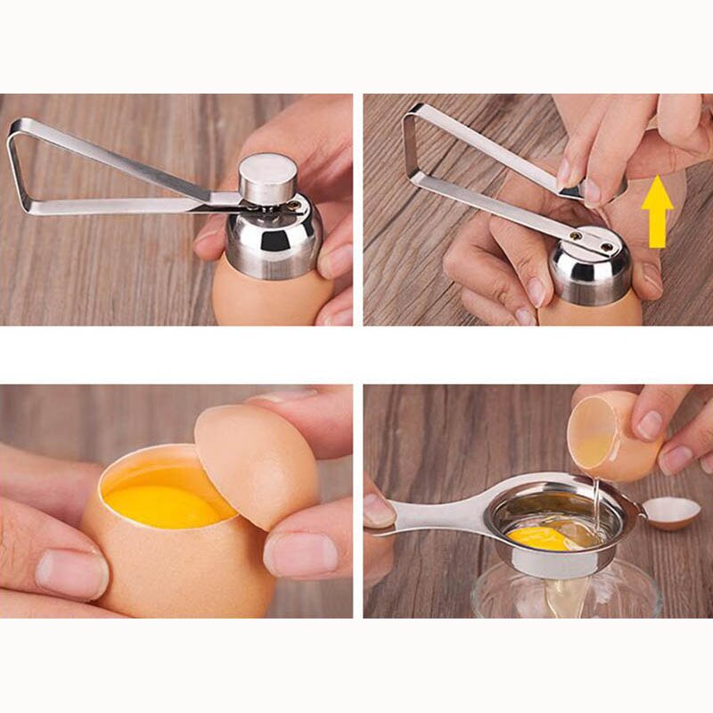 Metal æg saks æg topper cutter shell åbner rustfrit stål kogt rå æg åben let at bruge køkken værktøj sæt