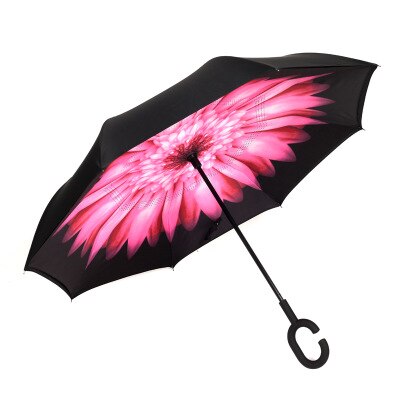 Reverse Umbrellas Folding Double Layer Inverted C Hand Holder Stand Sun Rain Windproof Rolling Over Umbrella For Women: pic10