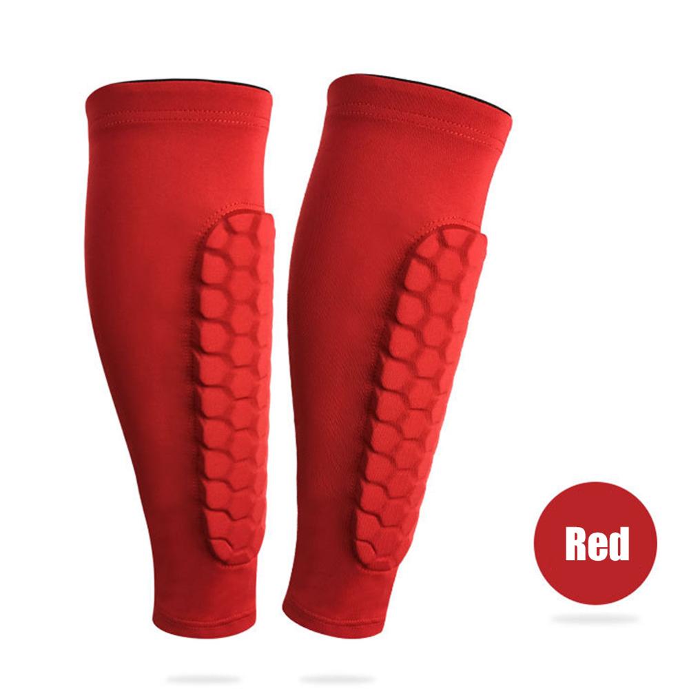 1 PC Waben Shin Guard Sport Fußball Shields Fußball Legging Schienbeinschützern Bein Ärmeln Schutz Getriebe: Rot / M