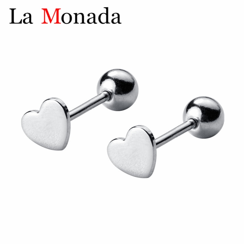 Boucles d&#39;oreilles en forme de cœur lisse, en argent Sterling 925 pur, Mini bijoux minimalistes