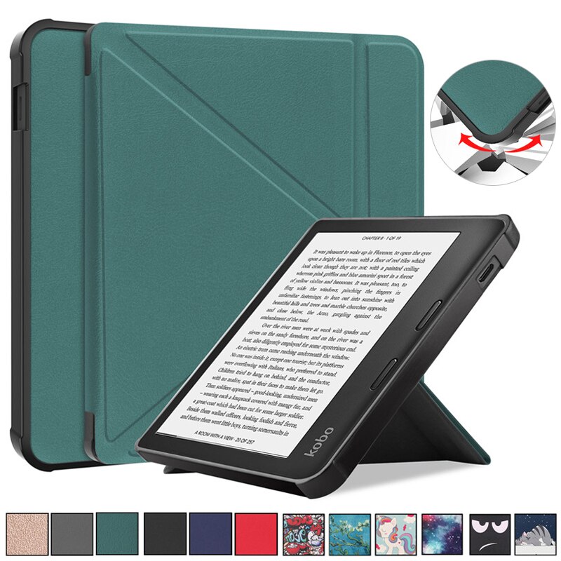 For KOBO Libra 2 Case Cover Fold PU Leather Soft TPU Back Stand Shookproof Cover For Funda Kobo Libra 2 E-reader Smart Case