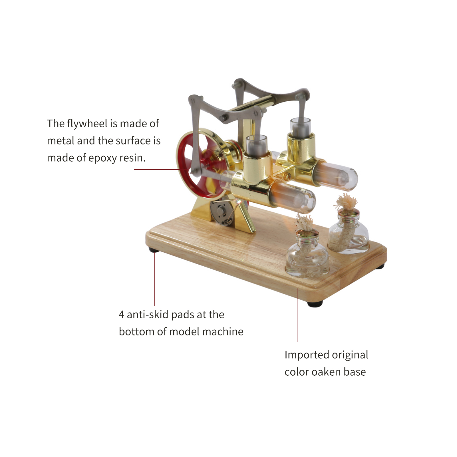 Stirling Motor- Bausatz Heißer Luft Motor- Modell Physikalische Dual Motor- Generator Modell mit LED Licht Schwungrad Wissenschaft Experiment