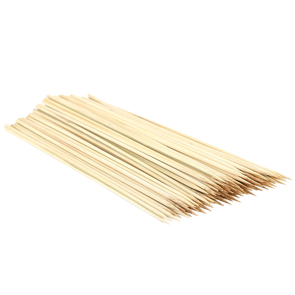 100 stuks Wegwerp Bamboe Outdoor Picknick Barbecue BBQ Grillen Vork Sticks Spiesjes Keuken Gereedschap