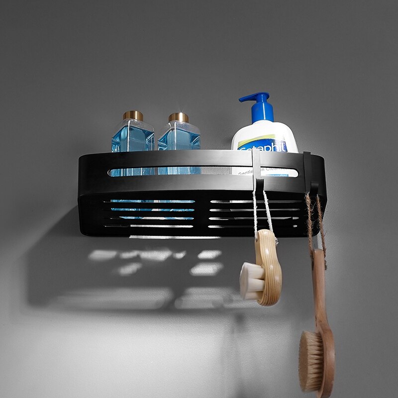 Estantería de aluminio para baño, accesorios de baño negros, estante de esquina para ducha, estante de almacenamiento de champú, soporte para cesta de baño A08-625: Type D