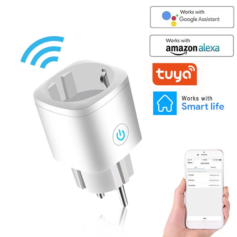 WiFi Smart Wireless Plug EU Adaptor Remote Control Power Energy Monitor Outlet Socket Alexa Google Home Tuya Home Accessories
