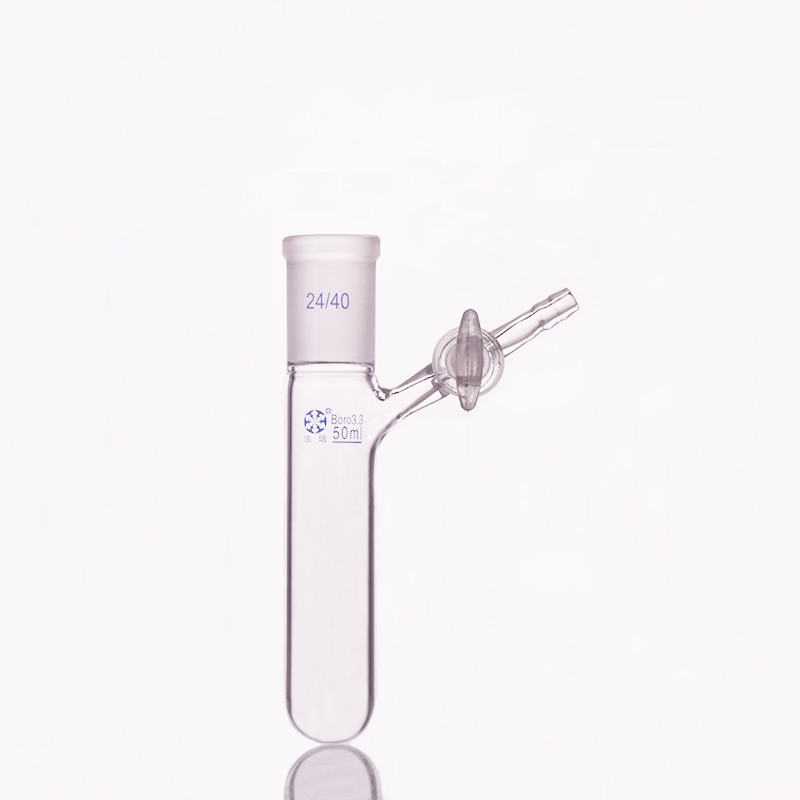 Reaction tube with glass valve and standard gr mouth,Capacity 50ml and joint 24/40,High borosilicate glass