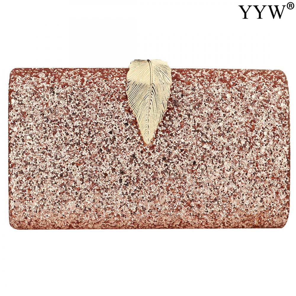 Pochette de soirée élégante pour femmes, célèbre sac à main avec chaîne couleur unie, sacs à bandoulière pour dames, pochettes en or et argent,: Sequins pink A