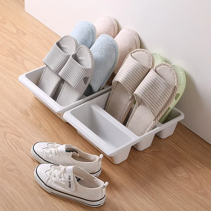 Simple Modern Nordic Style Vertical Economy Slippers Rack Space Organizer Plastic Shoe Cabinet Home Hotel Shoes Holder Storage