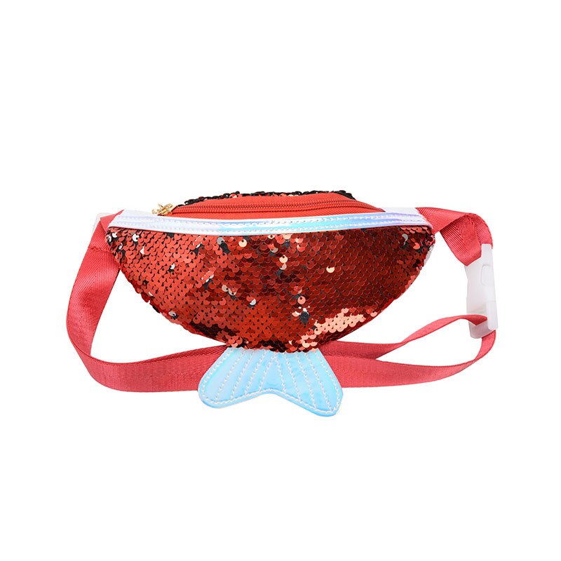 Riñonera de lentejuelas a la para niñas, bolso de cintura para niños, cinturón de pecho: Rojo