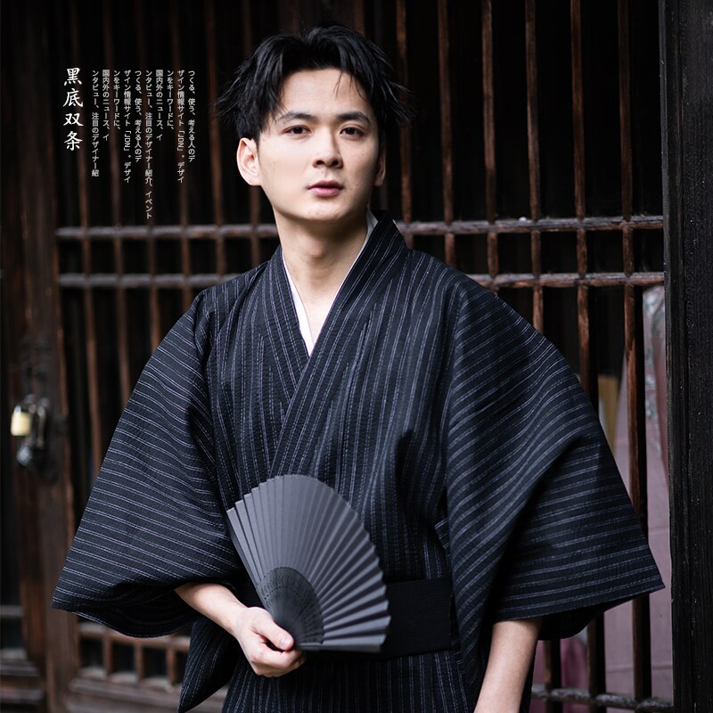 Traditionele Japanse Kimono Mode Yukata Zomer Mannen Lange Gewaden Met Riem 95% Katoen Pyjama Set Mannelijke Nachtkleding Badjas: 04 / M